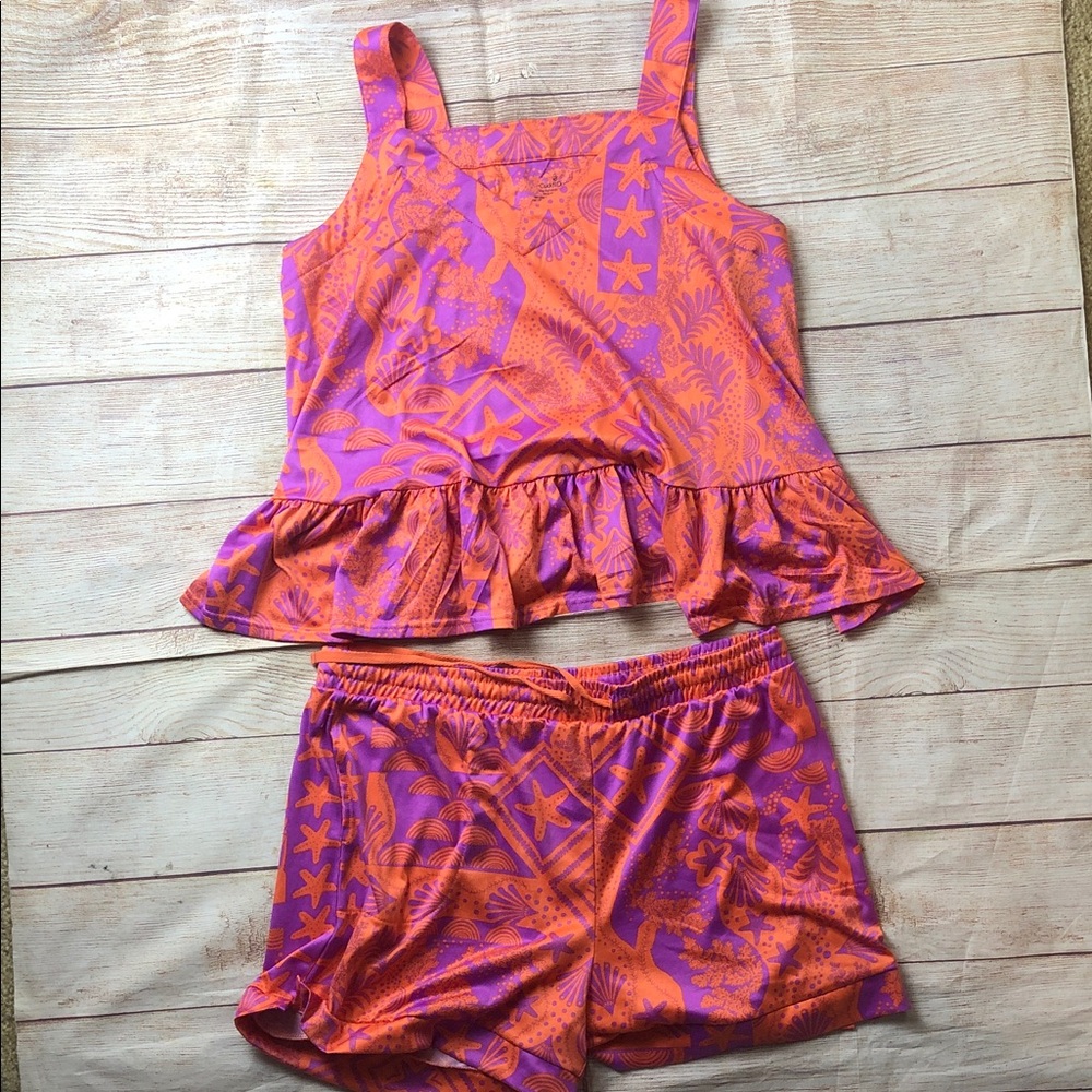 Cuddl Duds Vibrant Orange and Purple Pajama Set 🧡